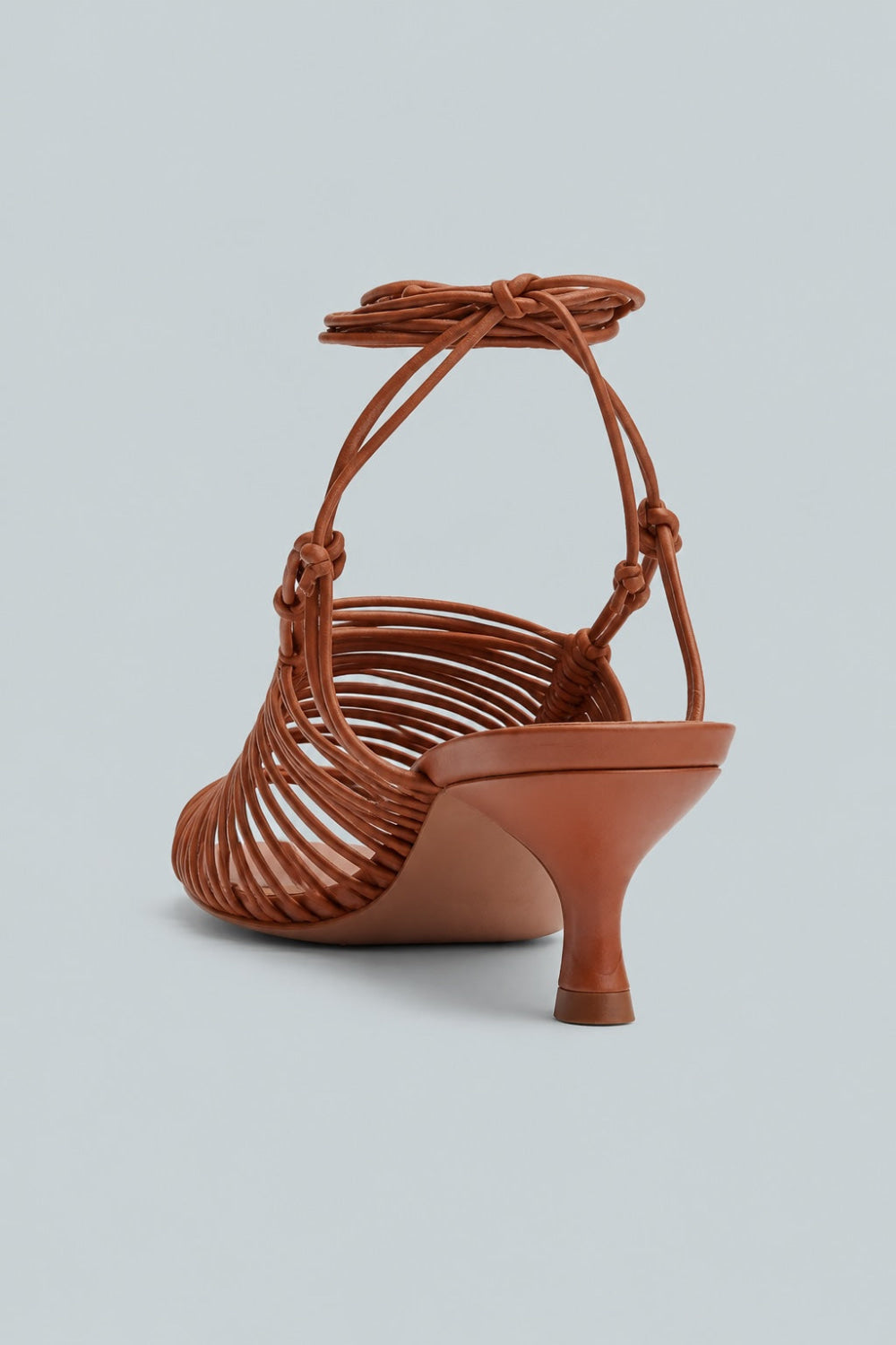 Brown Macrame Heeled Sandal - Cuoio - 9.5 - Heels