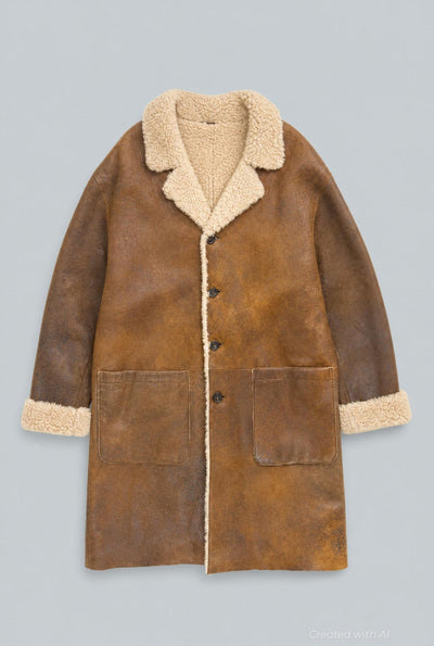 Brown Shearing Long Coat - Brown - M (40) - Coat