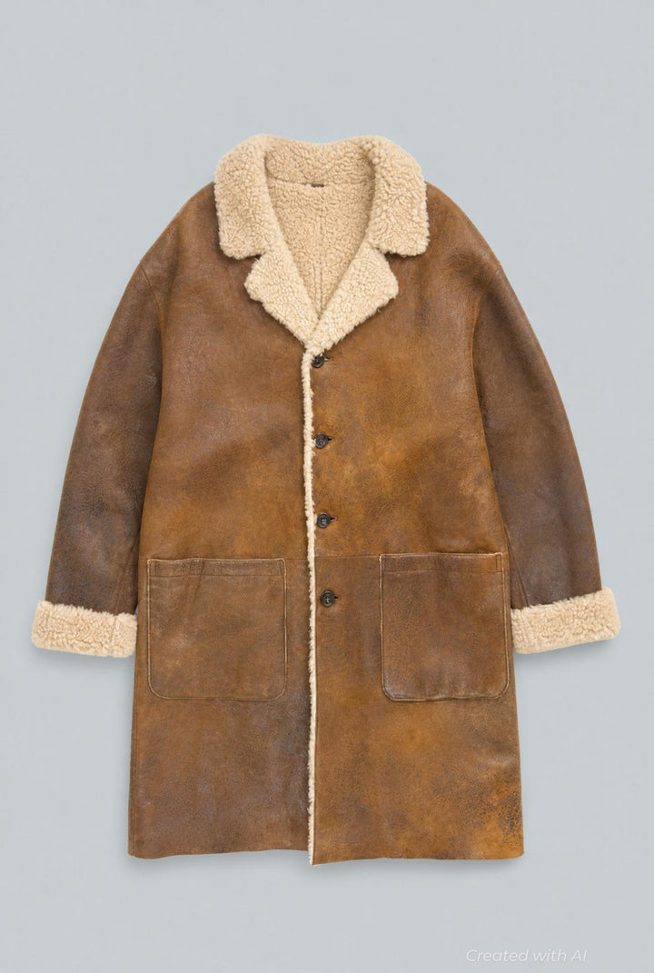 Brown Shearing Long Coat - Brown - M (40) - Coat