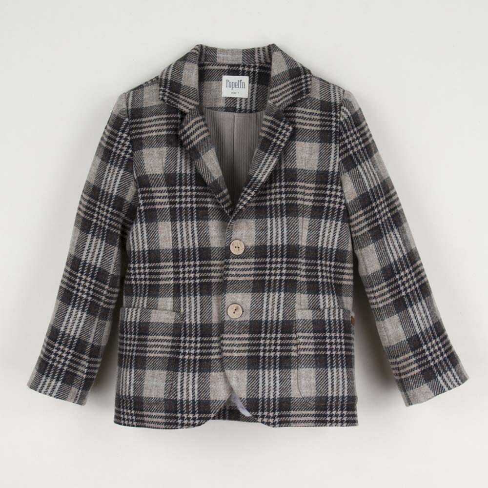 Brown Plaid Blazer with Pockets