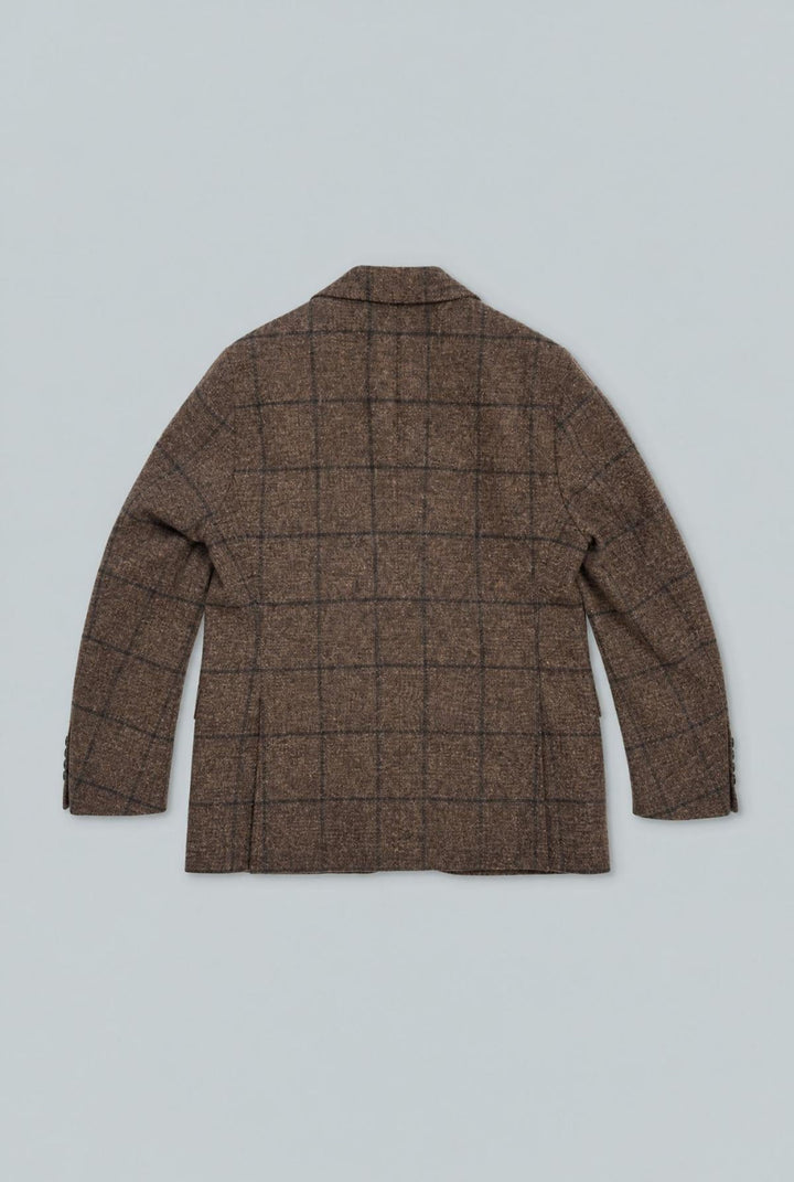 Brushed Alpaca-Cotton Glen Check Sport Coat - Dark Brown - 38 Regular - Jacket