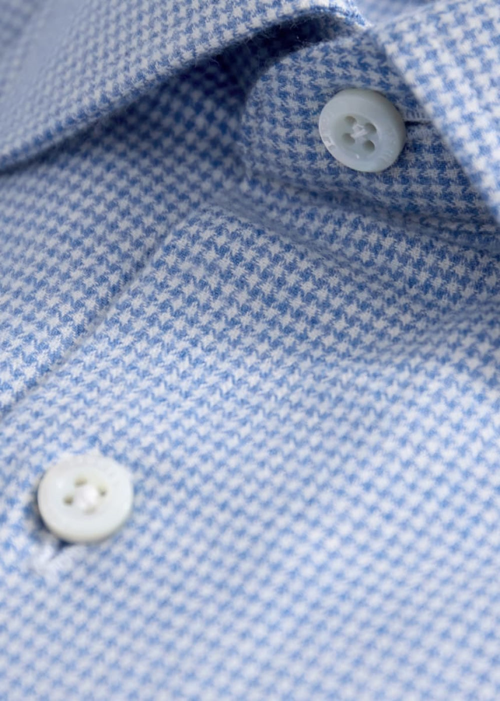 Brushed Cotton Houndstooth Sport Shirt - Blue - XXL (46) - Collared Shirt