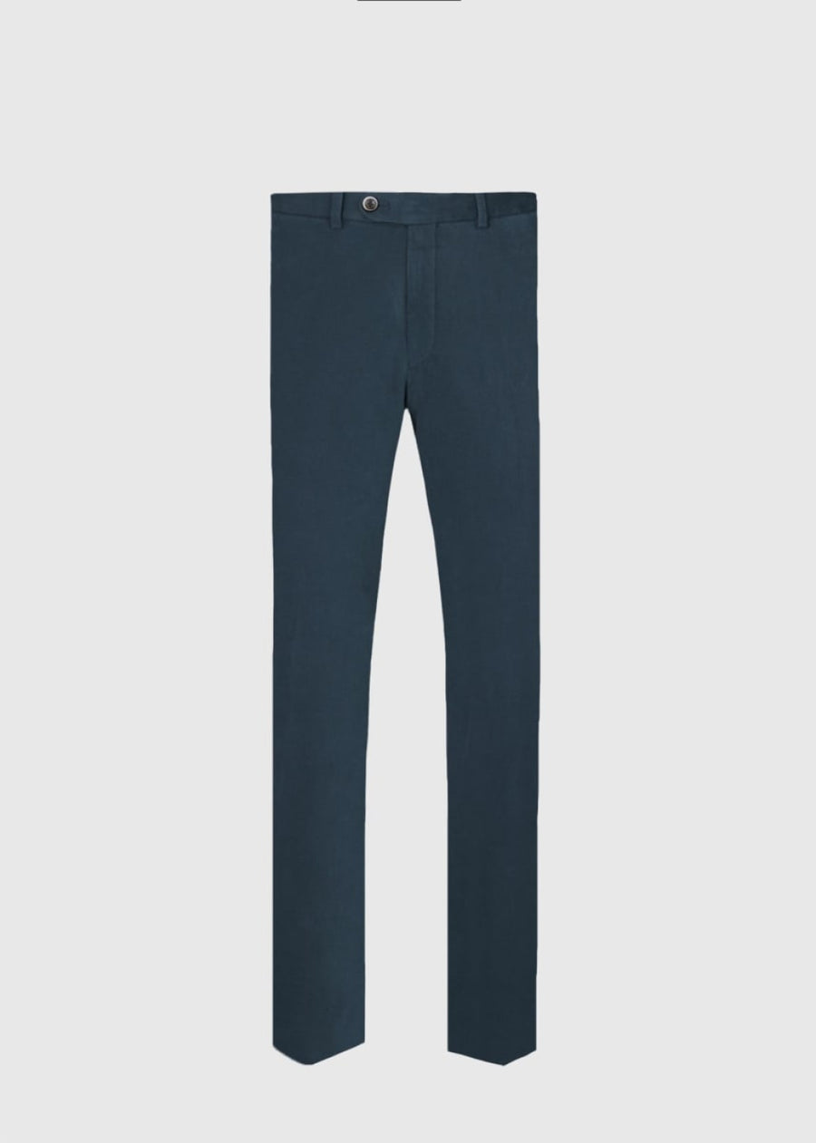 Brushed Cotton Plain Front Newton Pant - Teal - Trouser