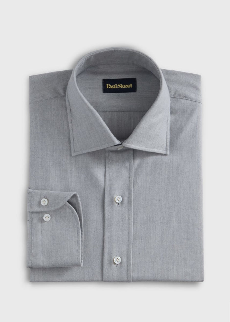 Brushed Cotton Sport Shirt - Light Grey - Collared Shirt