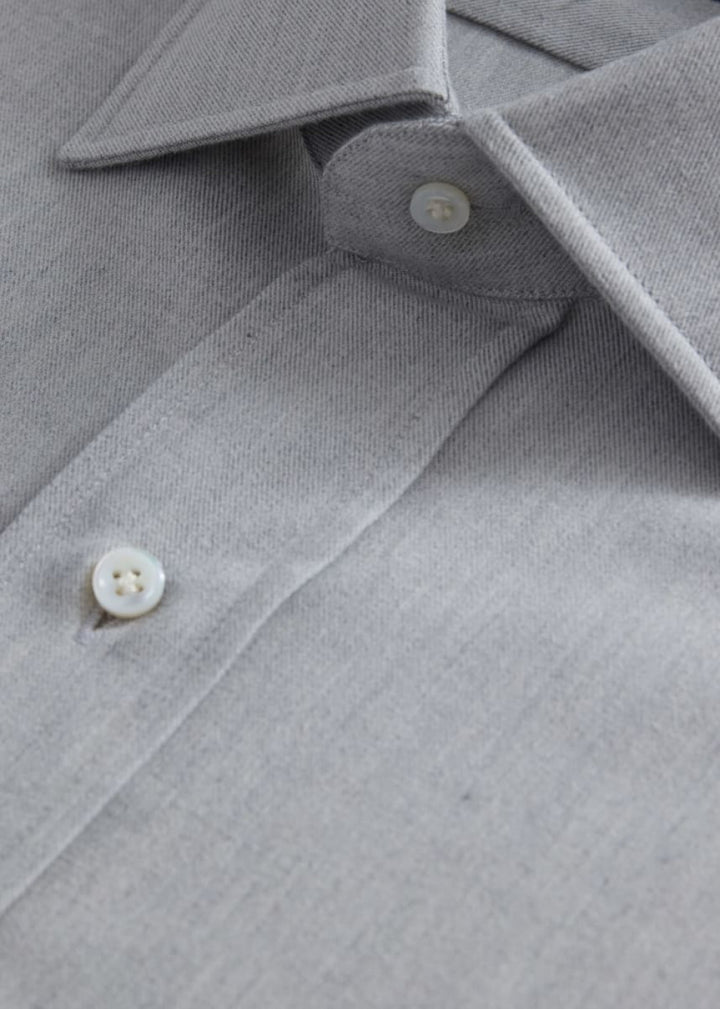 Brushed Cotton Sport Shirt - Light Grey - Collared Shirt