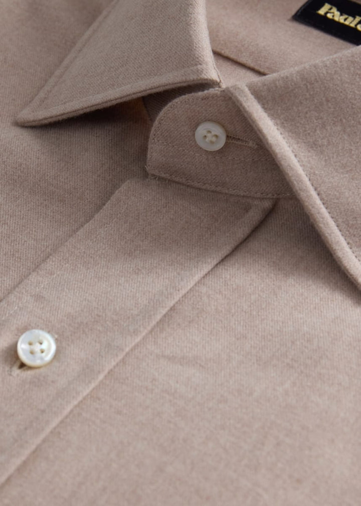 Brushed Cotton Sport Shirt - Tan - Collared Shirt