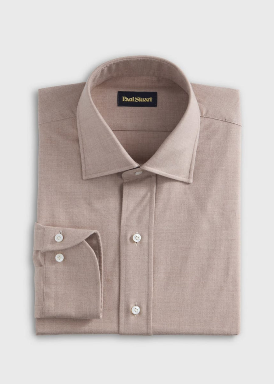 Brushed Cotton Sport Shirt - Tan - Collared Shirt