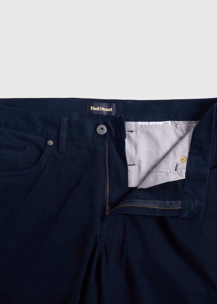 Brushed Cotton Twill Five Pocket Pant - Navy - 42 (Long) - Pants