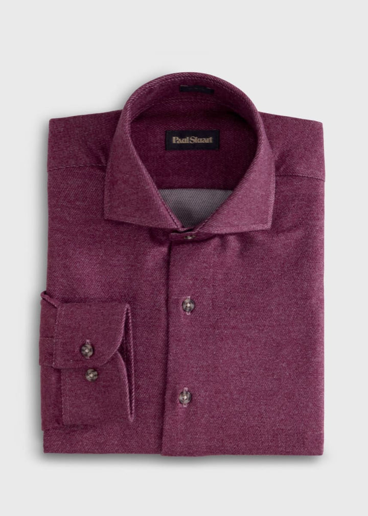 Brushed Twill Shirt - Plum - Collared Shirt