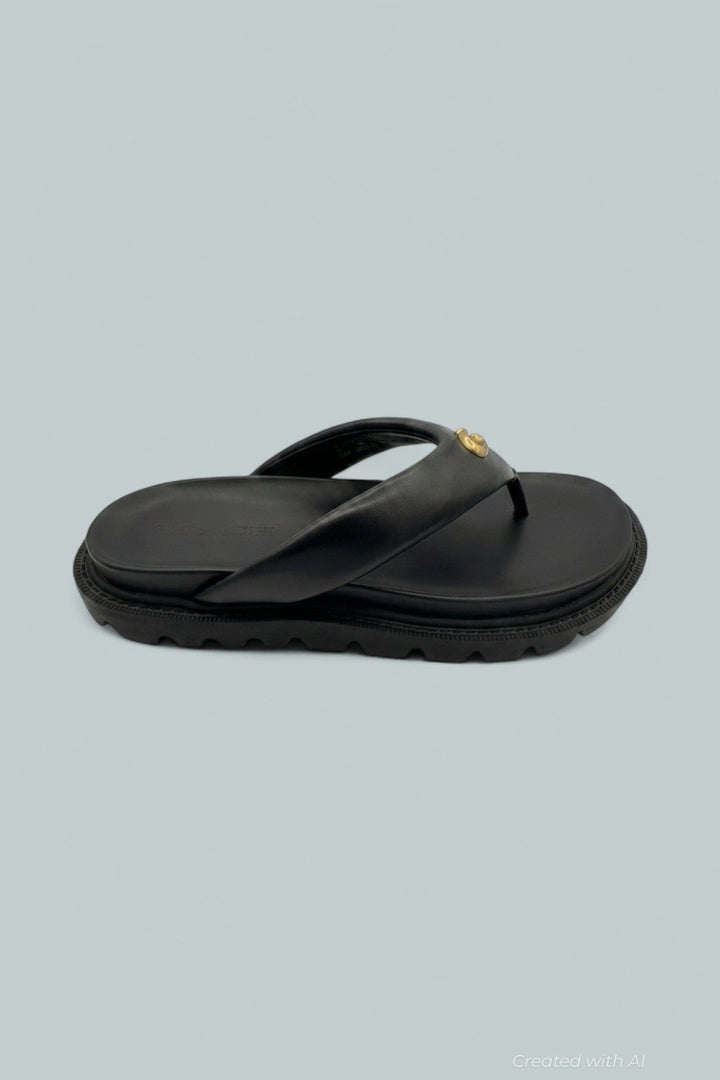 Brynn Lth Flip Thng - Black - 7.5 - Sandals