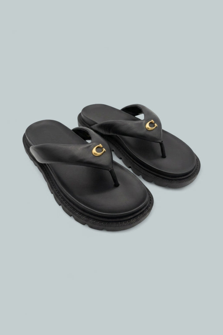 Brynn Lth Flip Thng - Black - 7.5 - Sandals