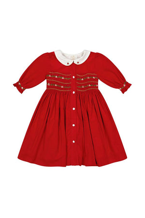 Olympe Red Holiday Smocked Baby Dress