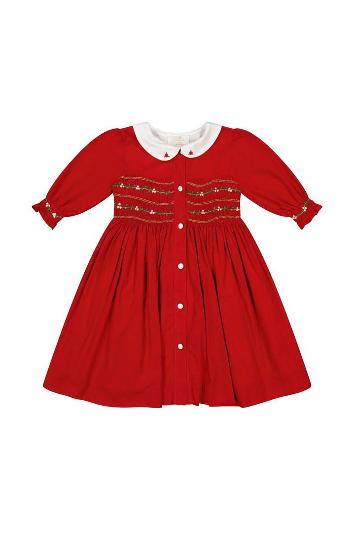 Olympe Red Holiday Smocked Baby Dress