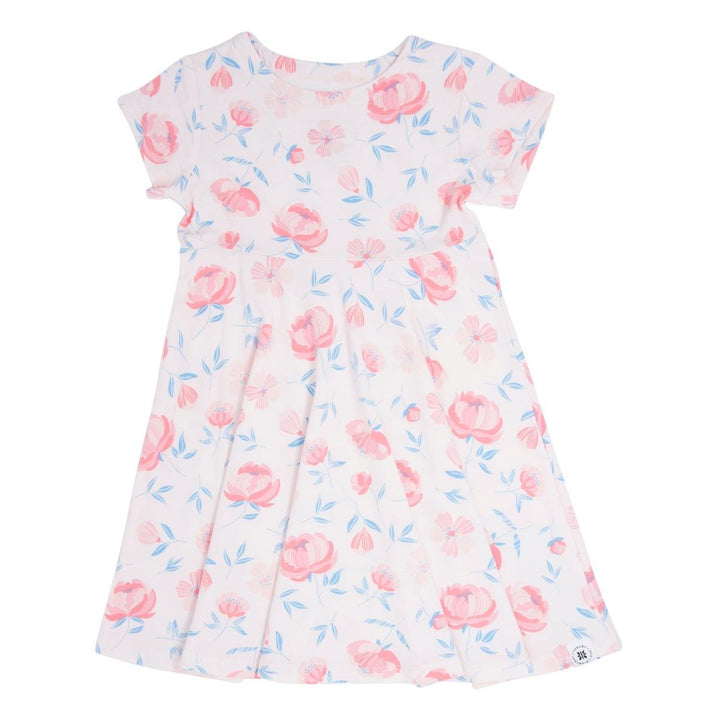 Swirly Girl Short Sleeve Dress - Peony Pink