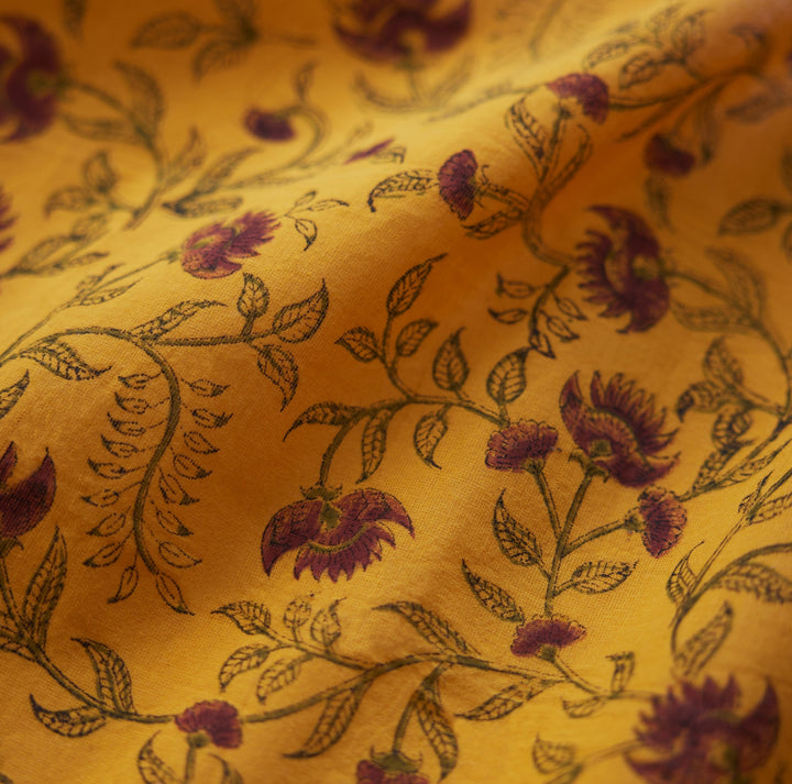 Tina Fluted Pencil Dress - Golden Marguerite & Chili Floral print