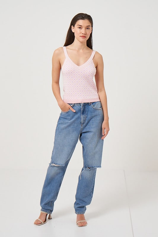 Mini Argyle Vest - Rose Petal