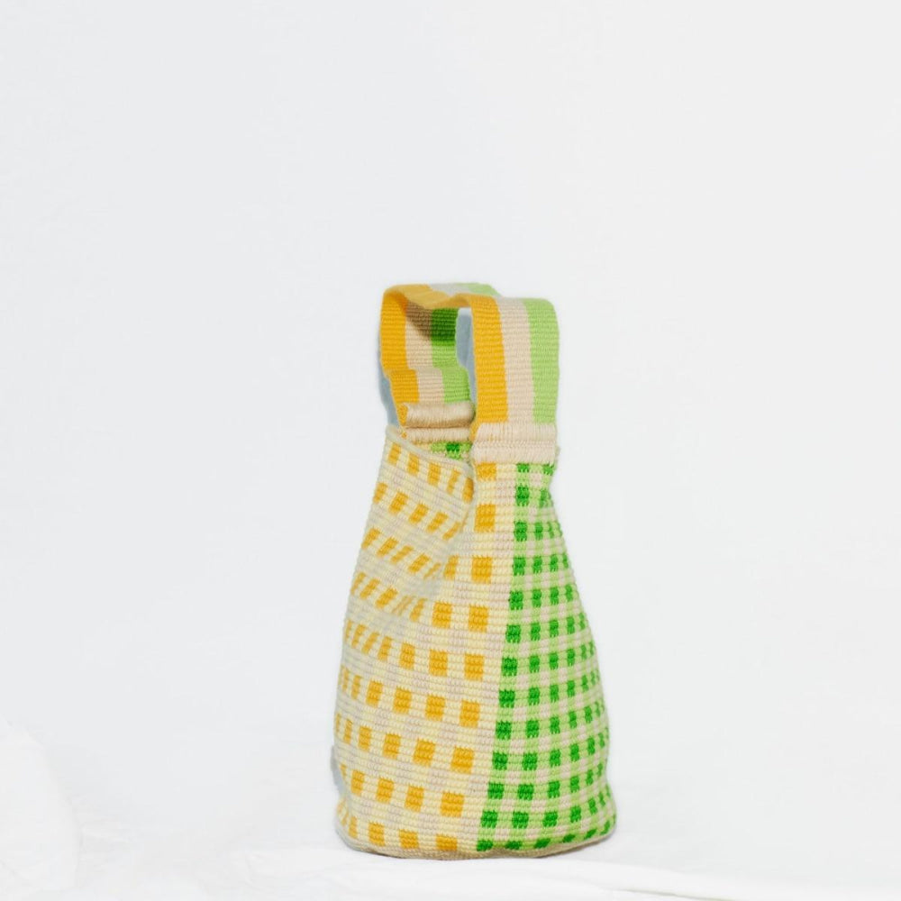 Bucket Bag - Green & Yellow Gingham - One Size - Bucket Bag