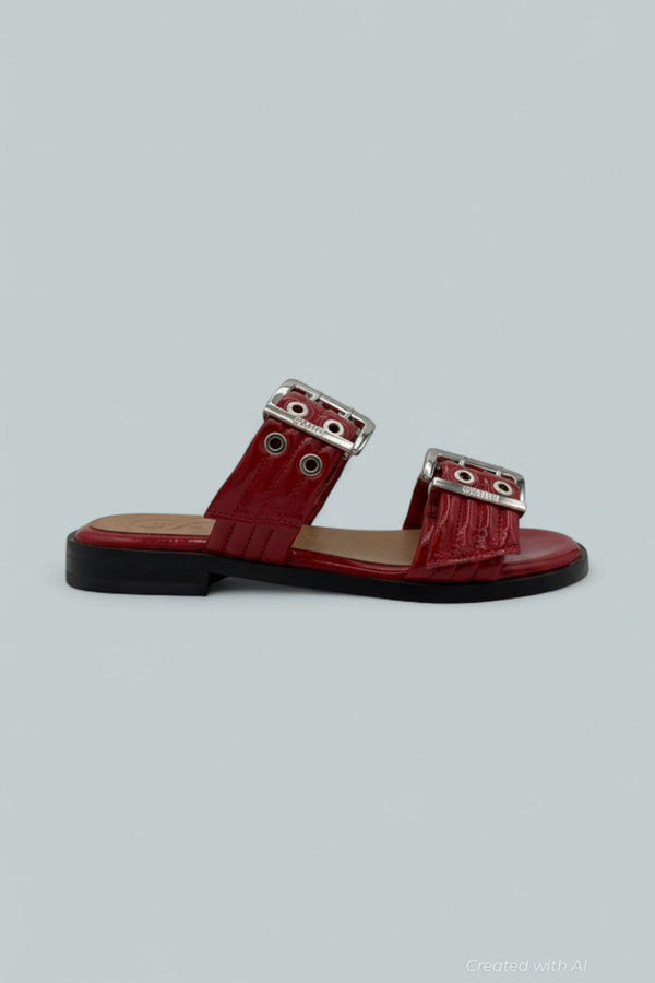 Buckle Two-Strap Sandal - Racing Red - US W 10 / EU 40 - Sandals
