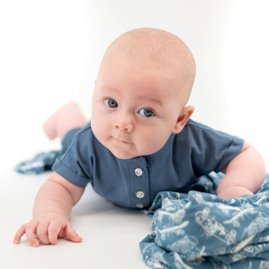 Button Romper - Bijou Blue - Romper