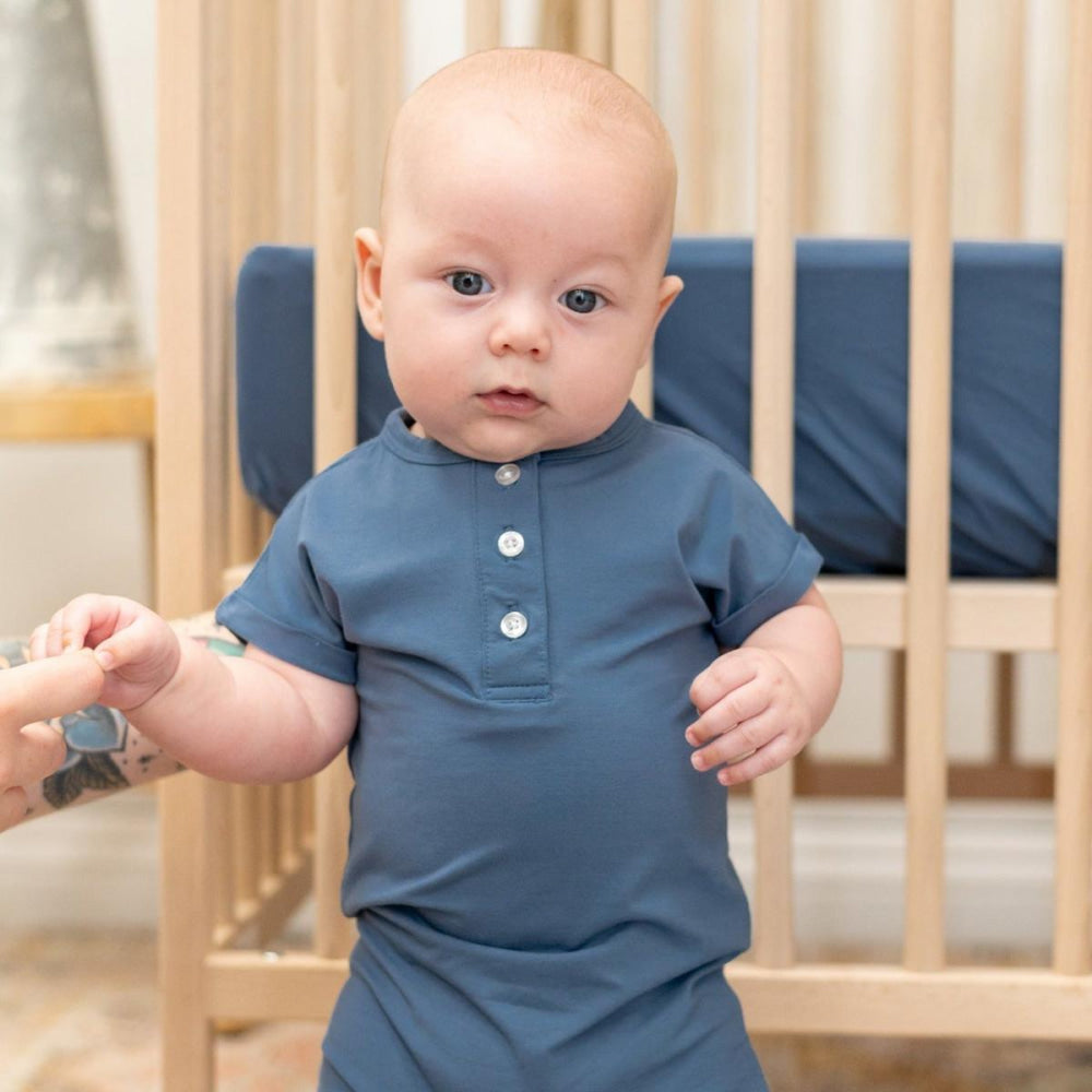 Button Romper - Bijou Blue - Romper