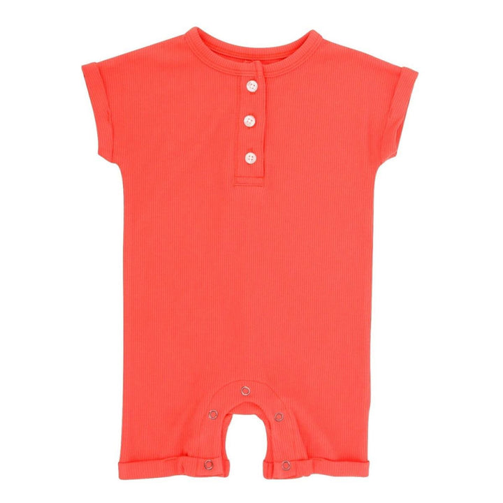 Button Romper - Lollipop Red Ribbed - Romper