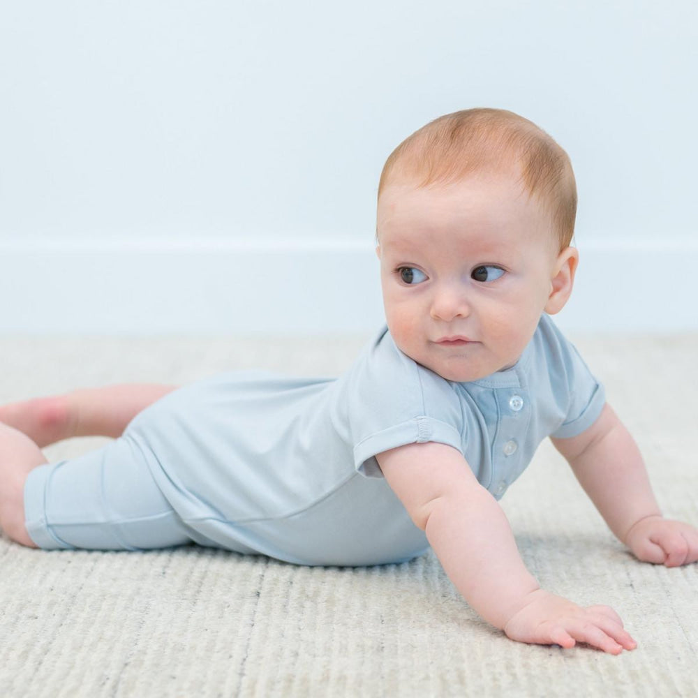 Button Romper - Powder Blue - Romper