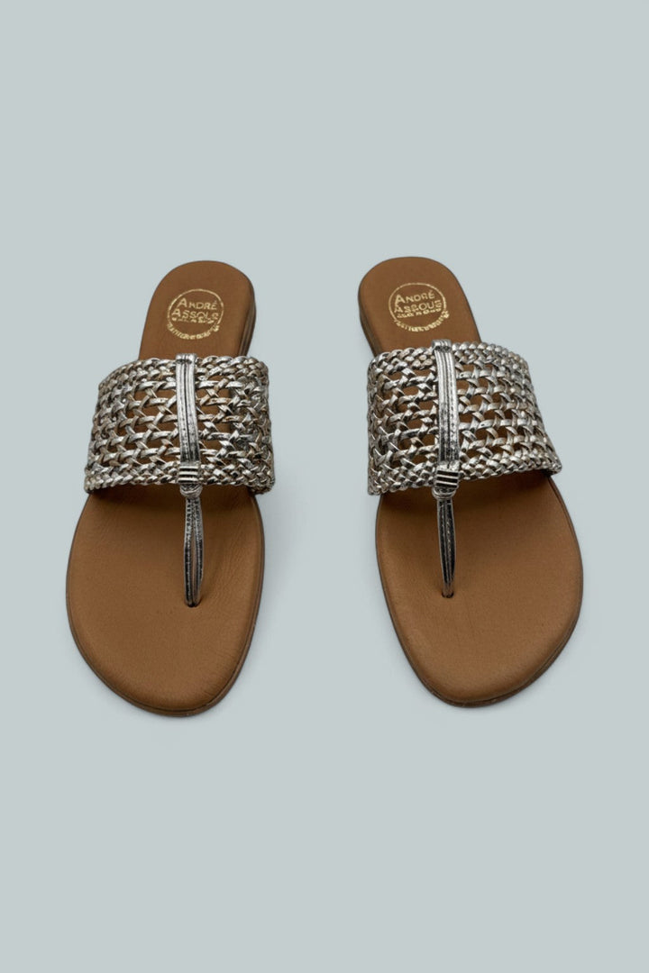 Women's Nice Woven Thong Sandals - Metallic