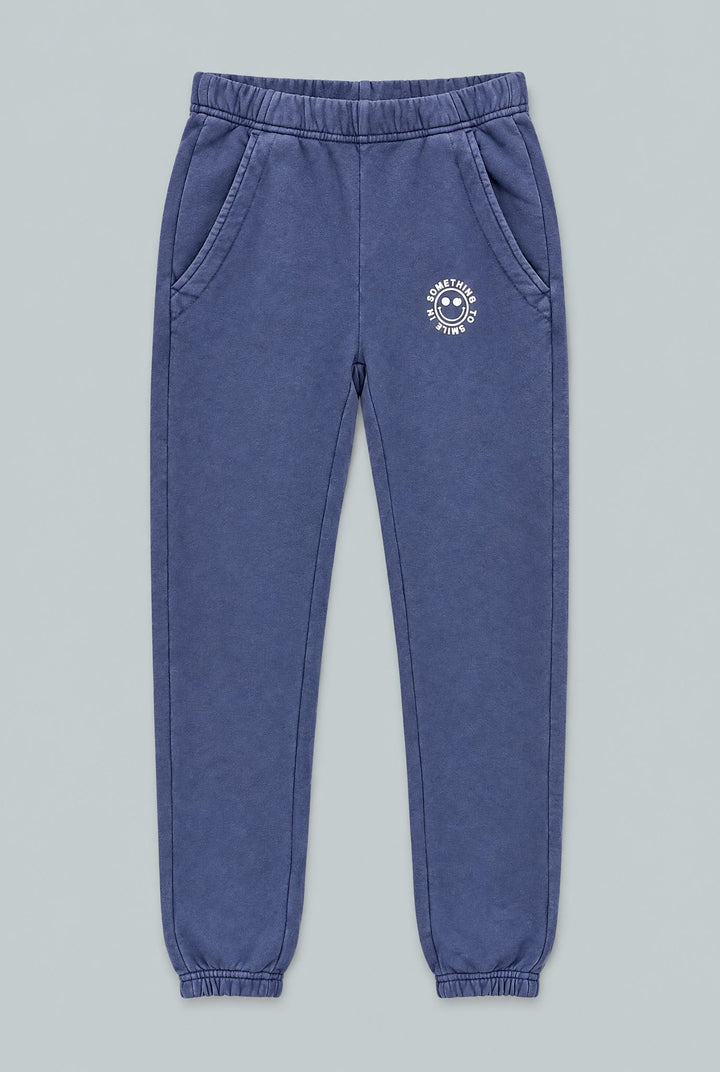 Something To Smile In Classic Sweatpants - Washed Navy