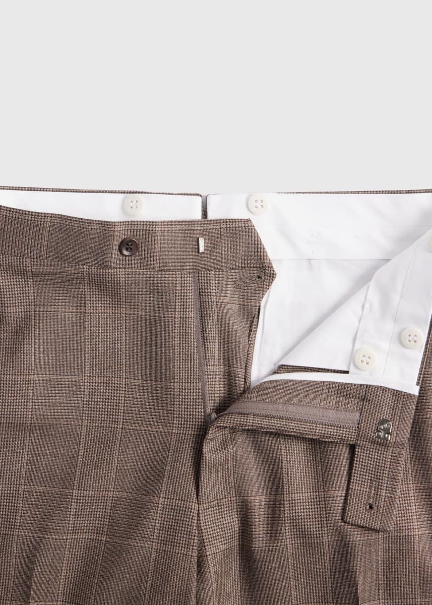 Super 120s Wool Plaid Colman Suit - Tan