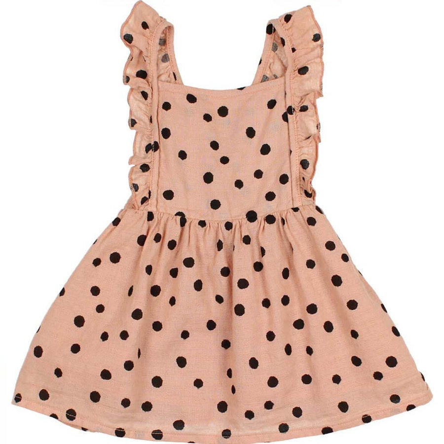 Dots Dress with Flutter Shoulder Straps - Antic Rose Dresses + Skirts Buho 