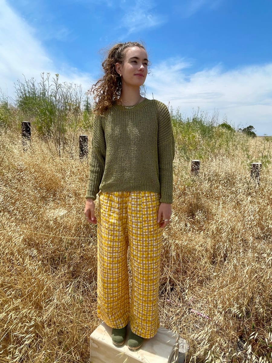 Chunky Sweater, Hand Knit & Natural Dyes - Green