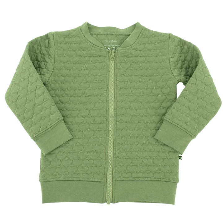 French Terry Hearts Jacket - Olive Green
