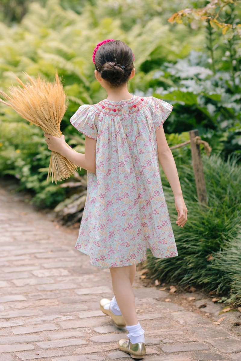 Prune Frills Bishop Dress - Floral