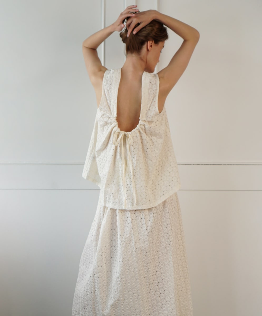 Reversible Uma Blouse In Embroidered Voile - Ivory