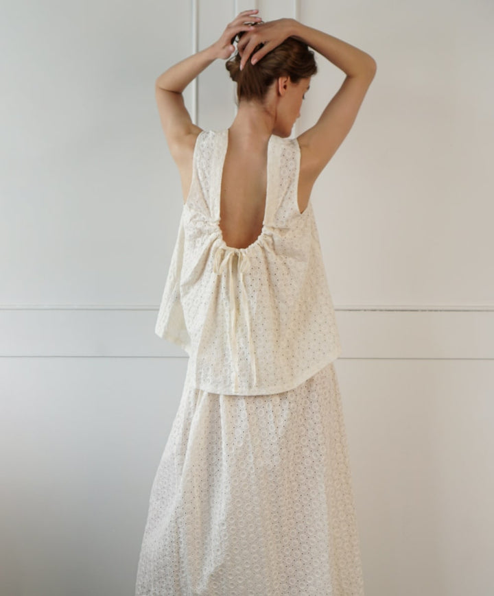 Reversible Uma Blouse In Embroidered Voile - Ivory