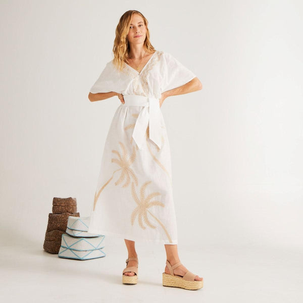 Penelope Dress - White Palm
