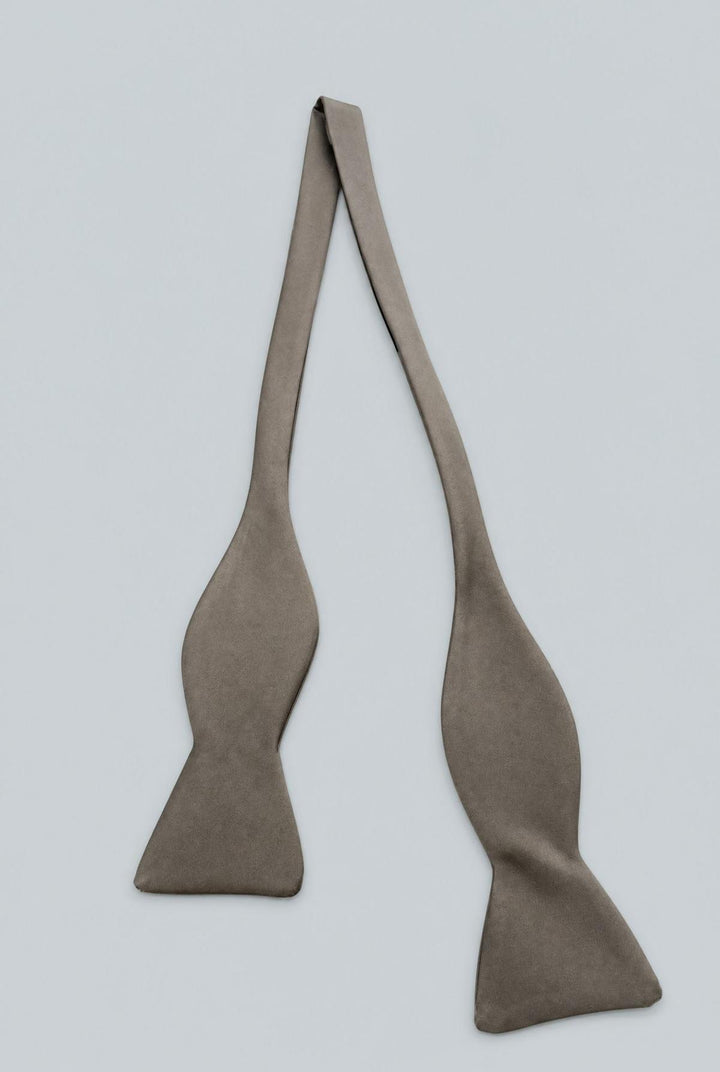 Blunt Edge Cotton Velvet Bow Tie - Silver