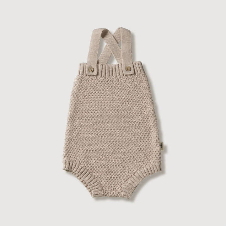 Knitted Baby Romper - Stone