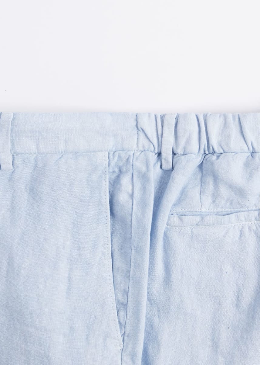 Linen Drawstring Trouser - Light Blue