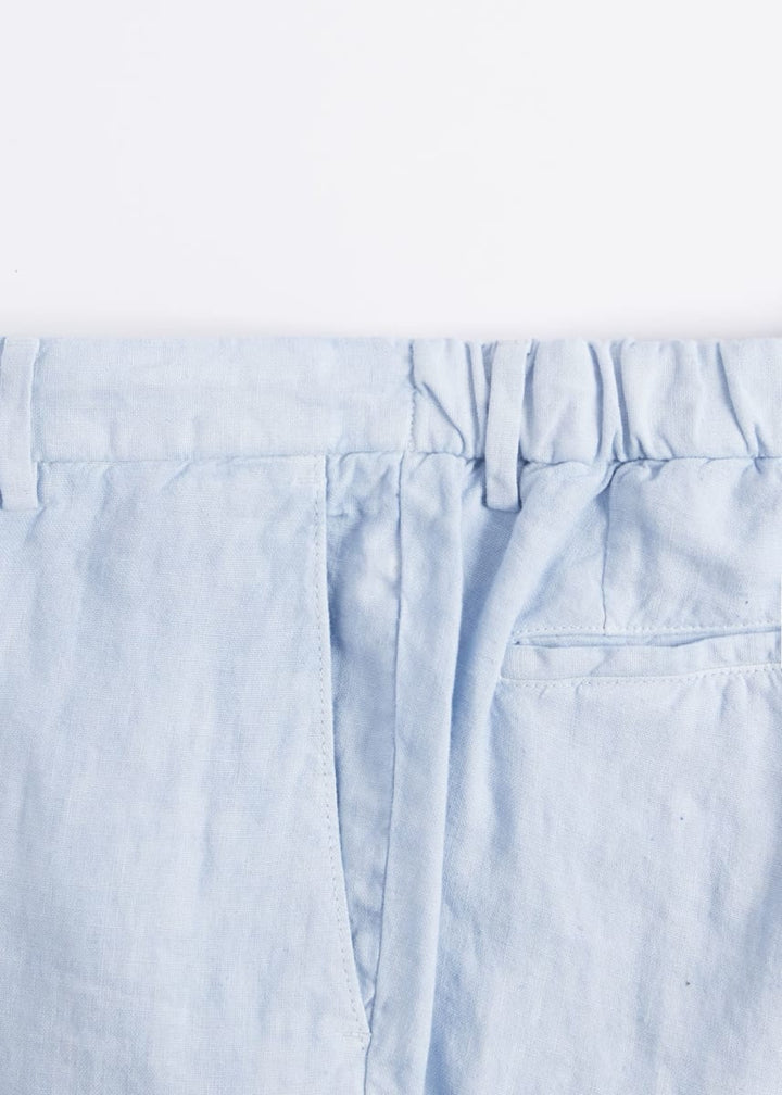Linen Drawstring Trouser - Light Blue