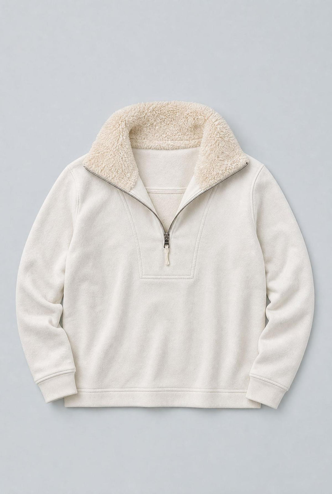 Quarter Zip Sherpa Collar - Ivory