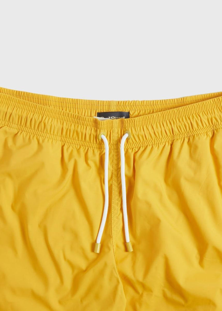 Nylon Solid Color Swim Trunk - Yellow