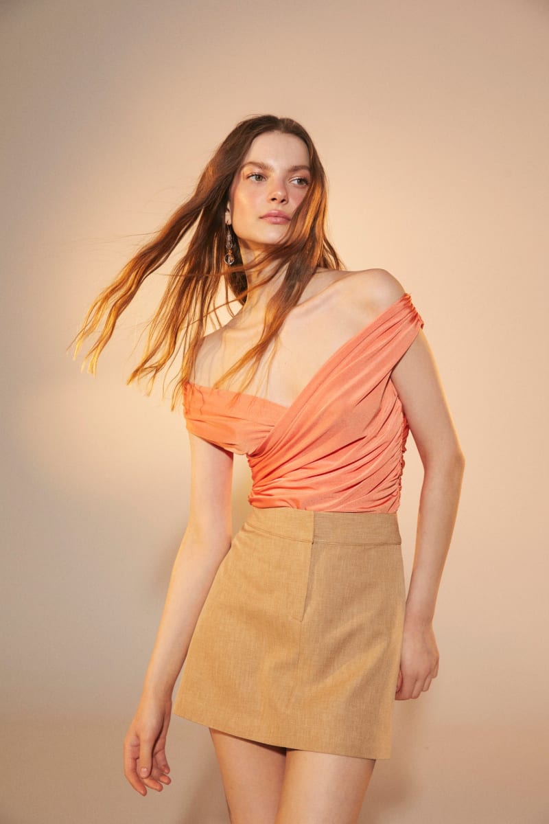 Cheri Jersey Blouse - Tangerine