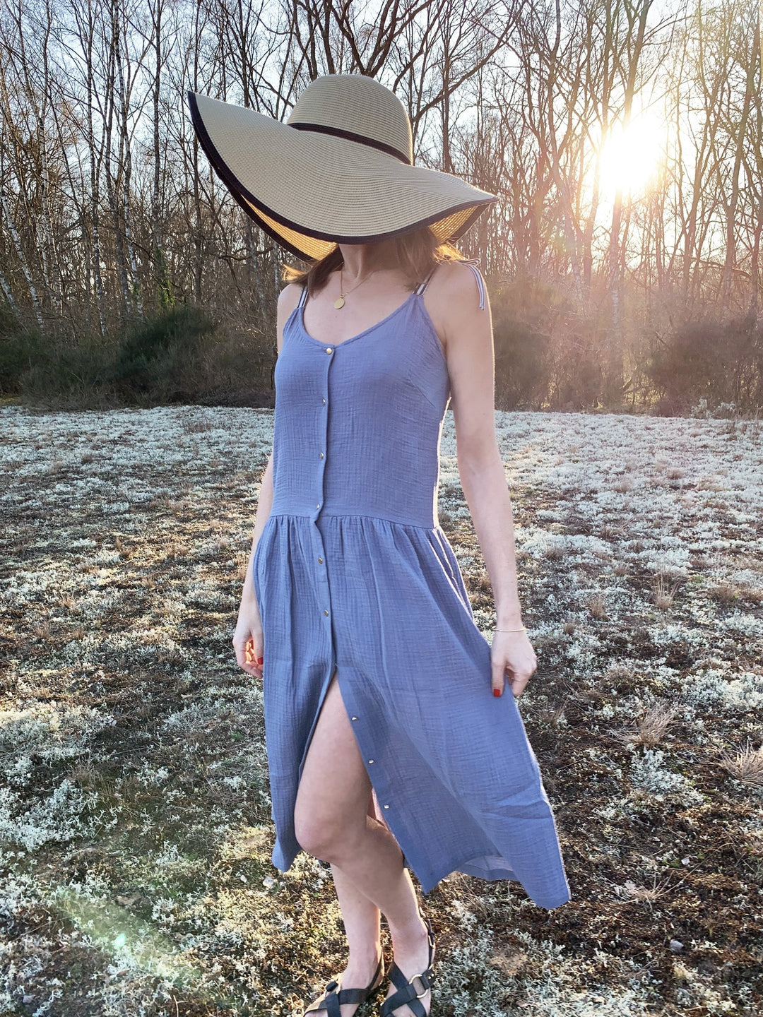 Irene Organic Blue Dress - Thistle Blue