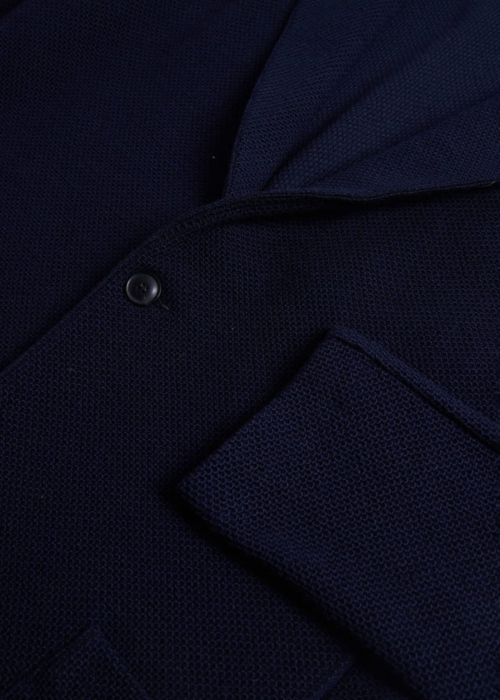 Wool Knit Soft Jacket - Dark Blue