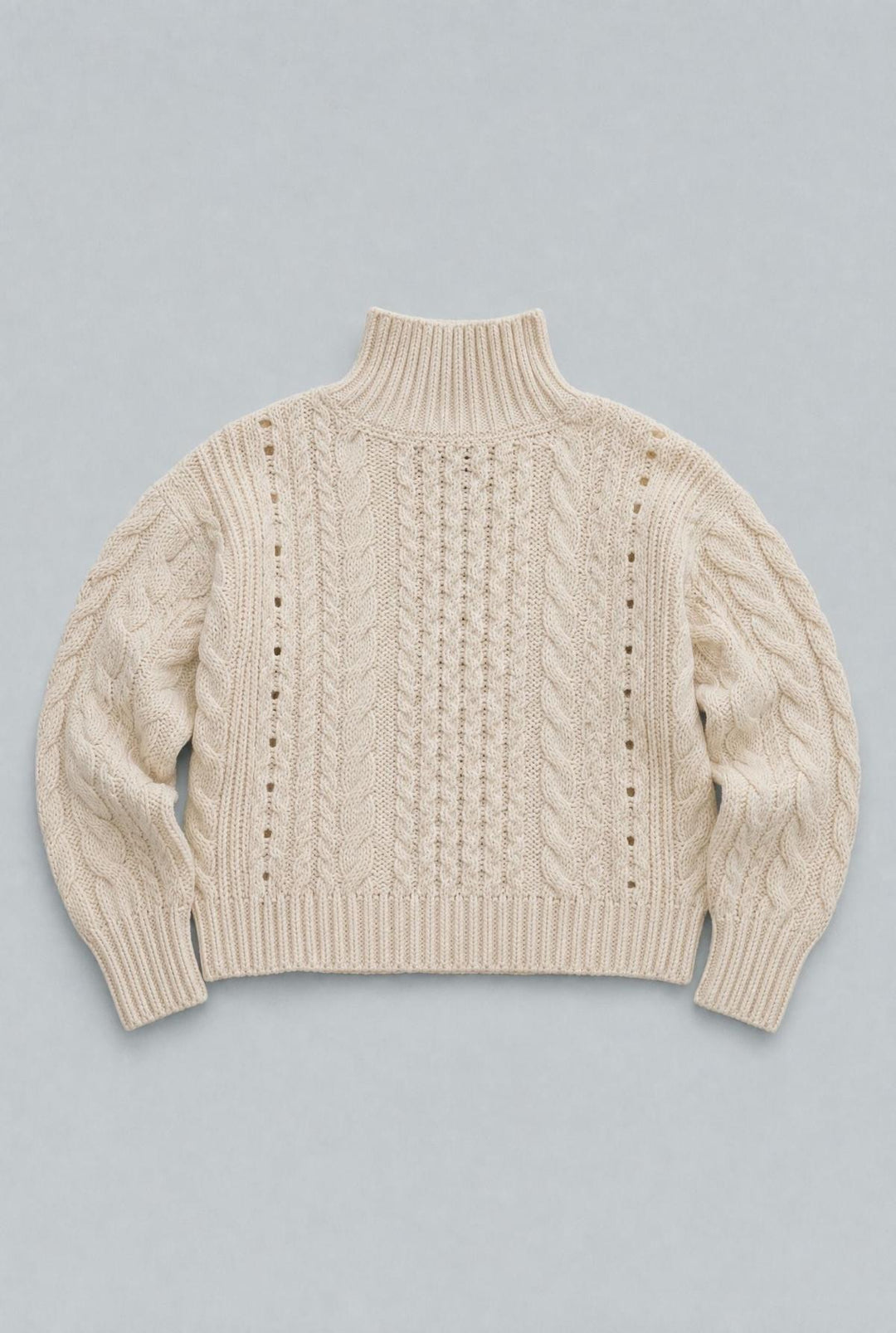 Cableknit Turtleneck Sweater - Ivory