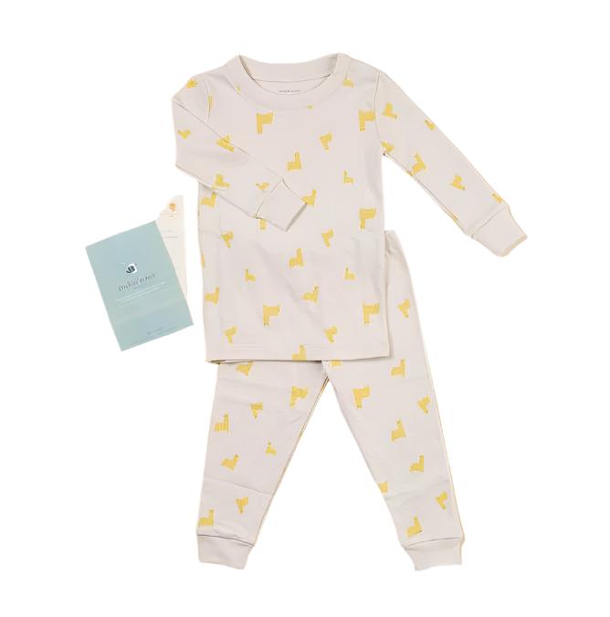 Long Sleeve Pajama Set Pima Cotton - Llamas Birch