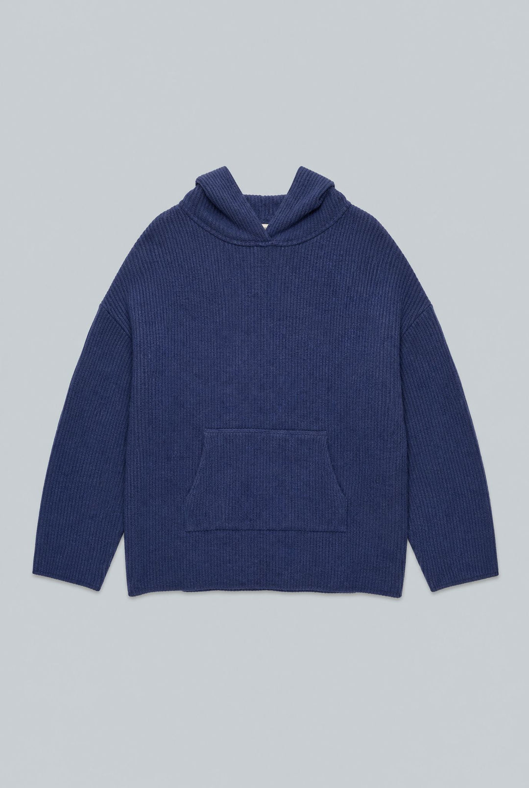 Ribbed Textured Hoodie - Navy