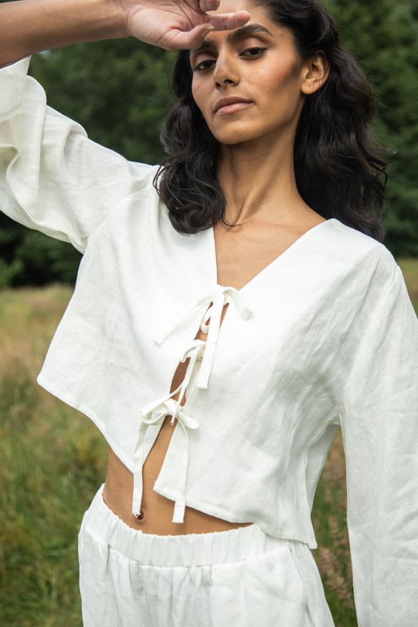 Kaz-May Linen Top - Snow White