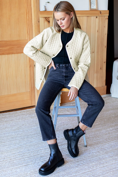 India Quilted Coat - Buttercream